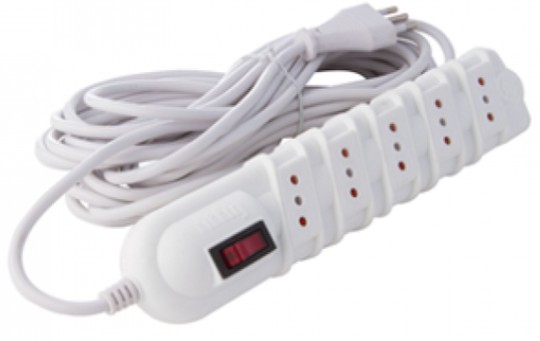 Alargador C/interruptor 5 Pos - 3mts Bco (fs)