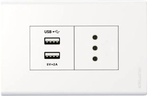 STANFORD ENCHUFE SIMPLE 10A 250V + TOMA USB DOBLE